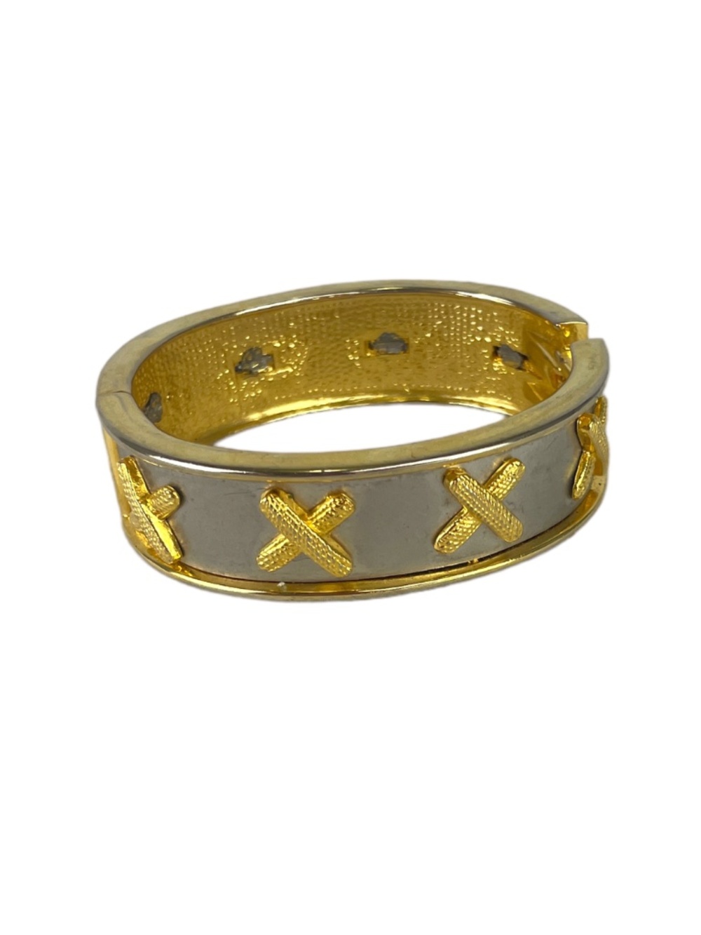 Vintage Gold And Gray Bracelet With X Pattern